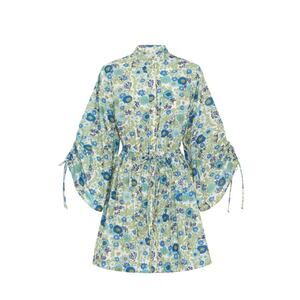 Alémais Pam Cotton Mini Dress Resort Wear Printed Floral Blue 6